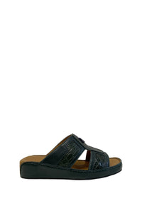 Mules texturées à découpes en cuir exotique - Vert & Marron