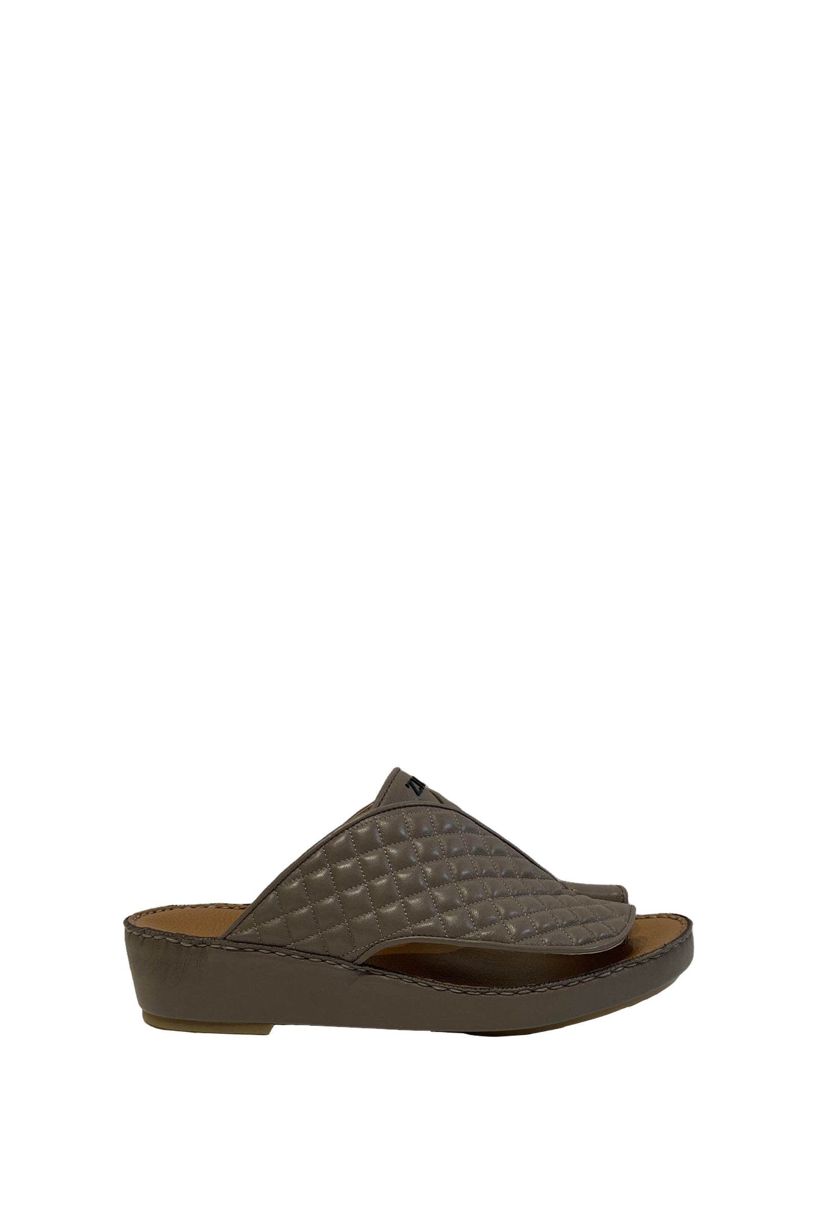 Mules matelassées en cuir - Gris & Marron