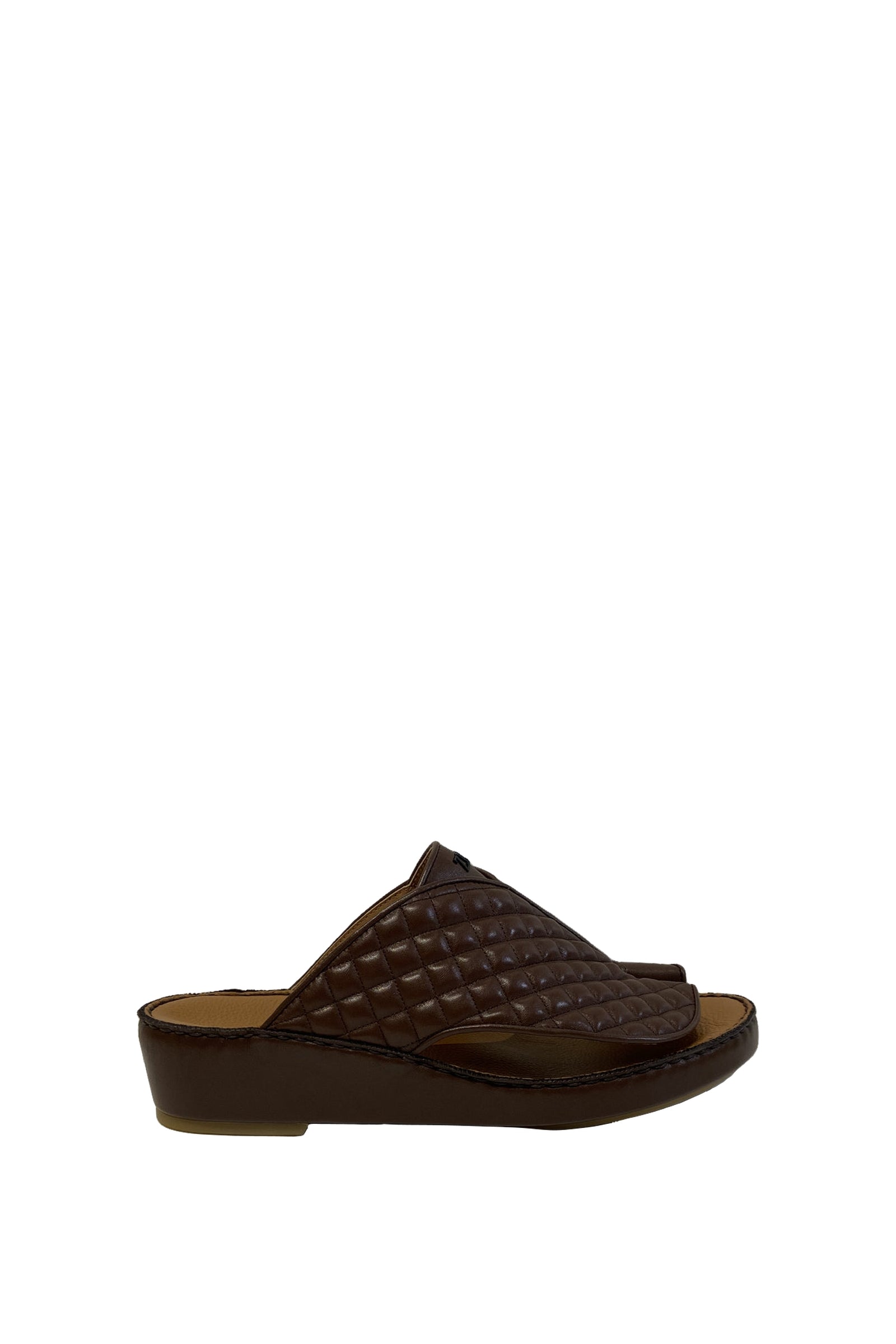 Mules matelassées en cuir - Marron