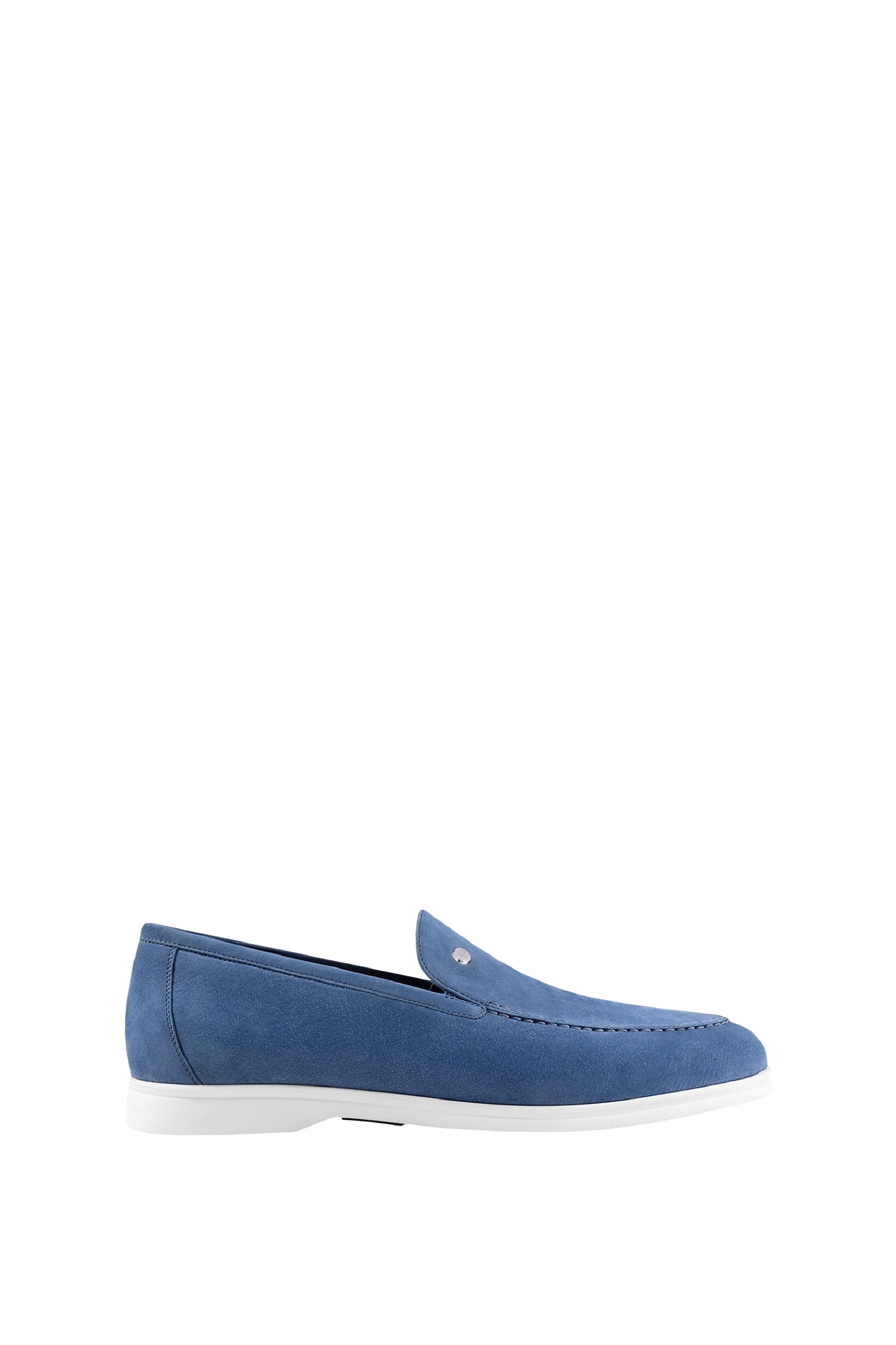 Mocassins avec logo métallique en daim - Bleu & Blanc