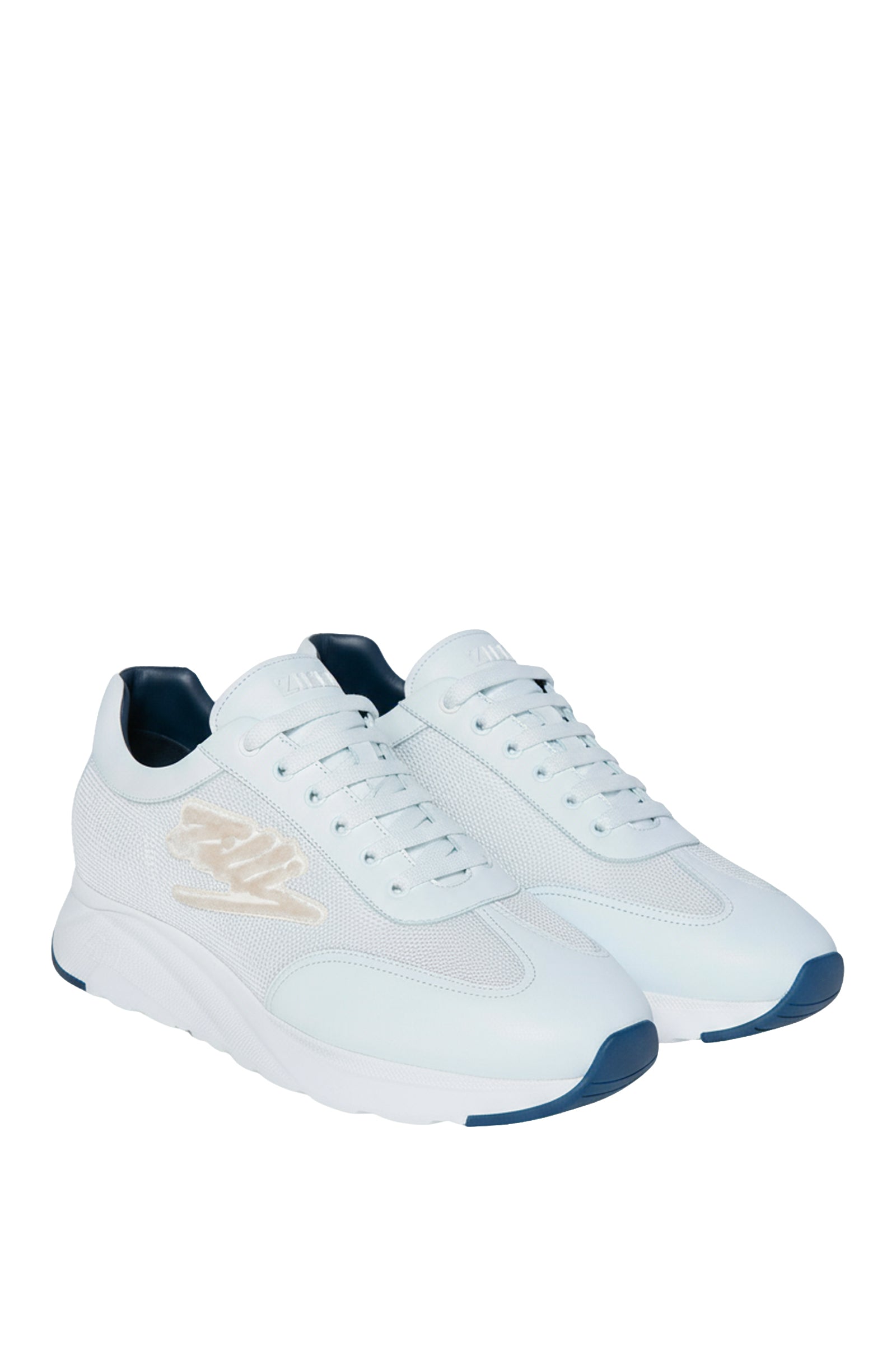 Sneakers basses à motif abstrait en cuir - White