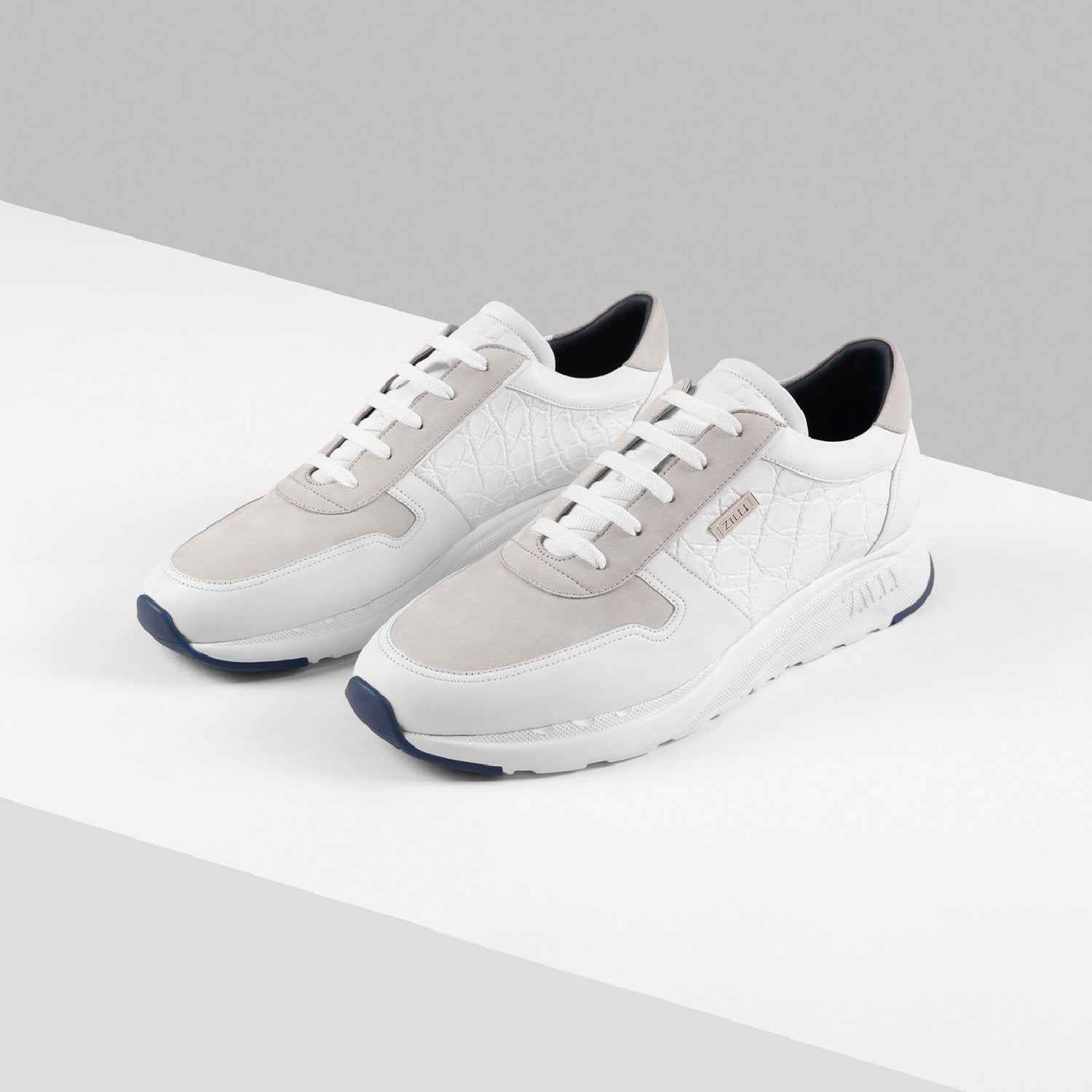 Baskets basses en cuir - Blanc & Beige