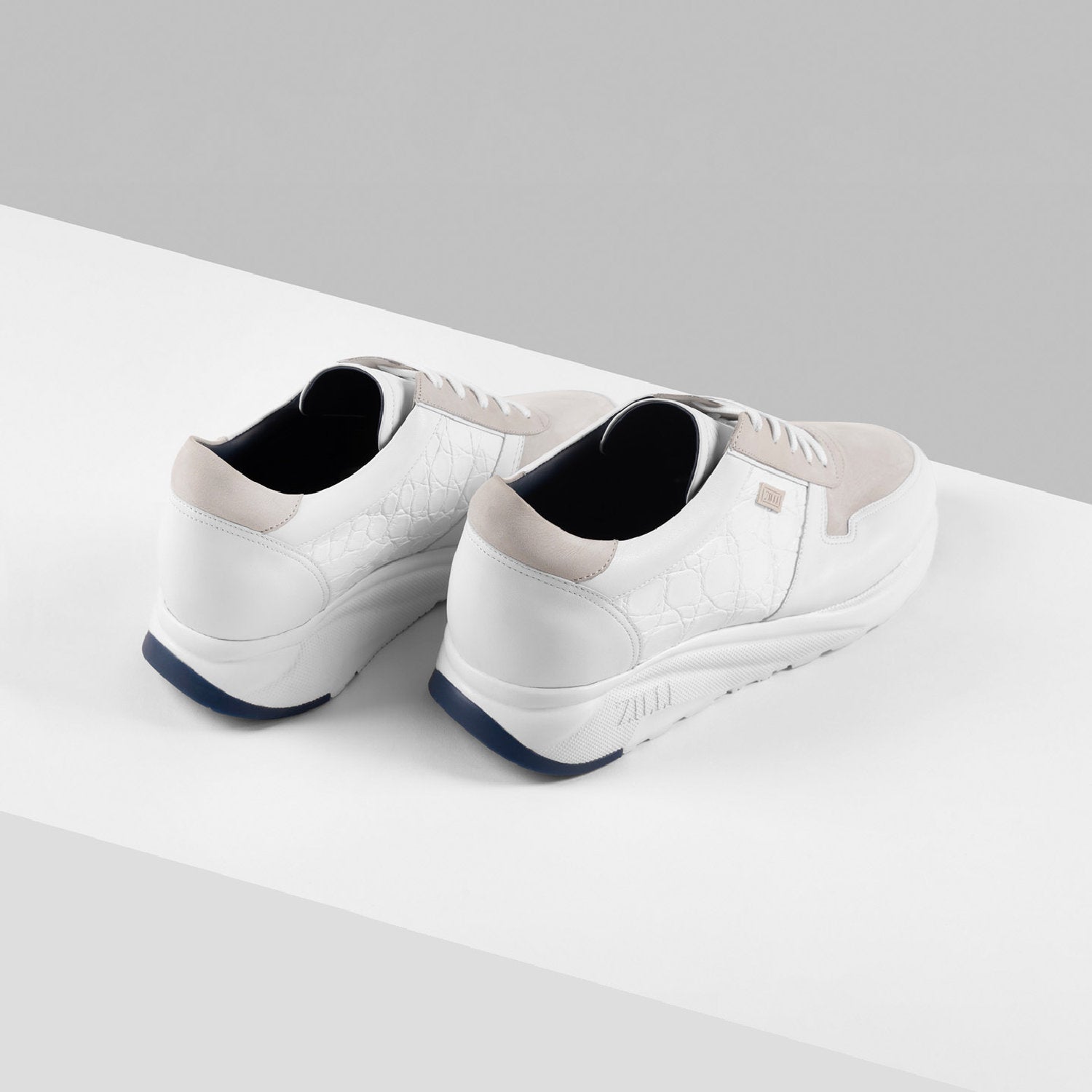 Baskets basses en cuir - Blanc & Beige