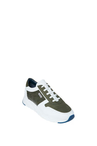 Baskets basses texturées à lacets en cuir - Blanc & Vert