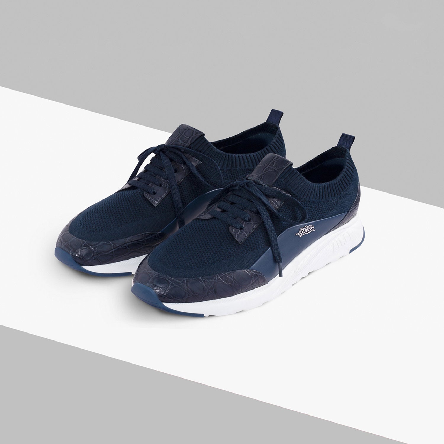 Baskets basses cuir - Bleu & Blanc