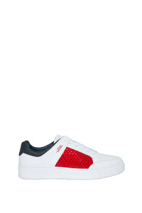 Low trainers with thick leather soles - White & Red