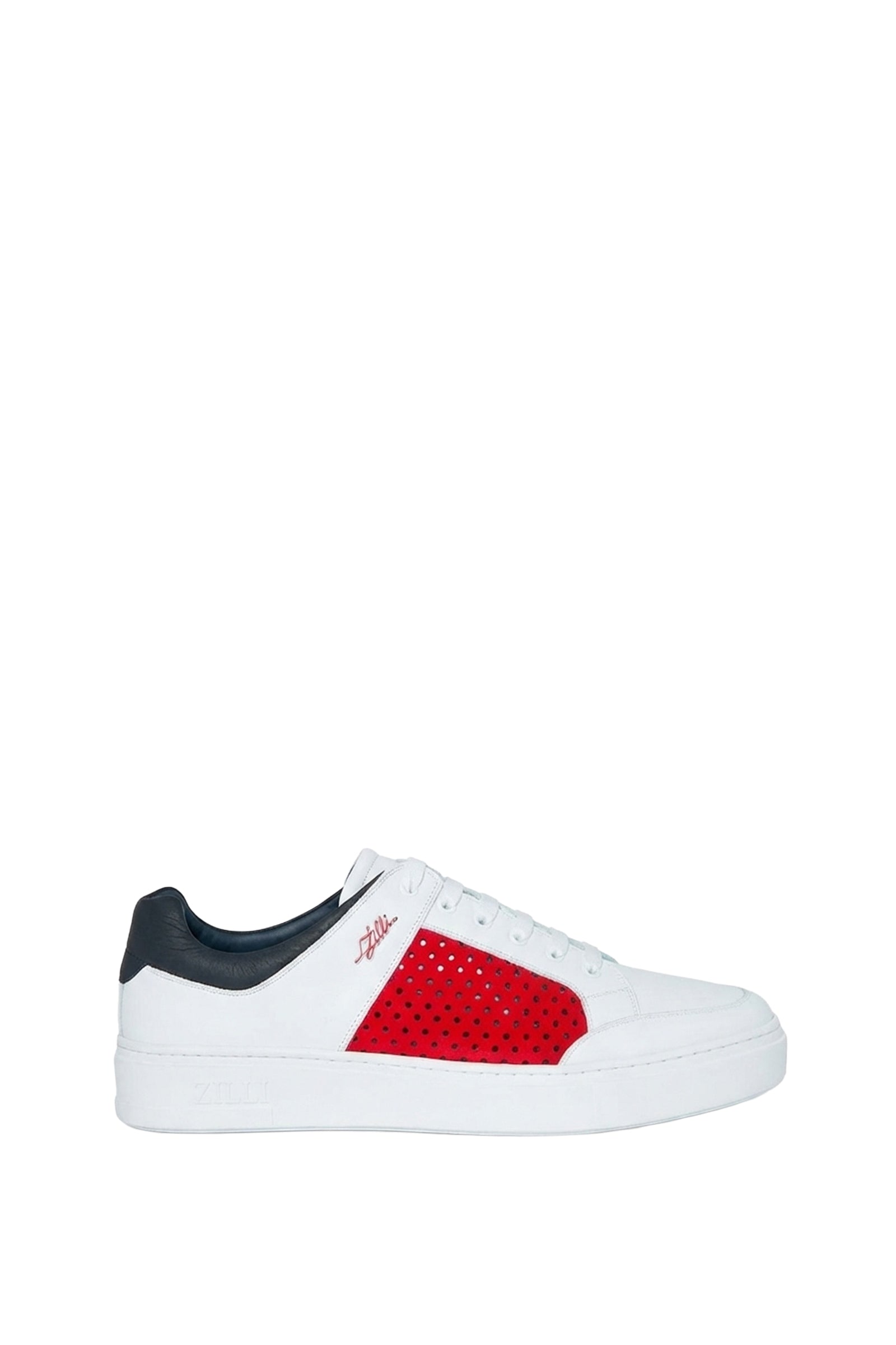 Low trainers with thick leather soles - White & Red