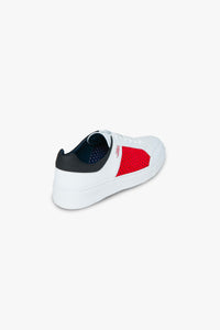 Sneakers basses semelle épaisse en cuir - Blanc & Rouge