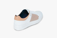 Baskets basses ajourées en cuir - Blanc & Beige