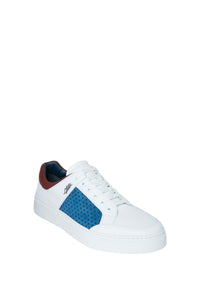 Baskets basses ajourées en cuir - Blanc & Bleu