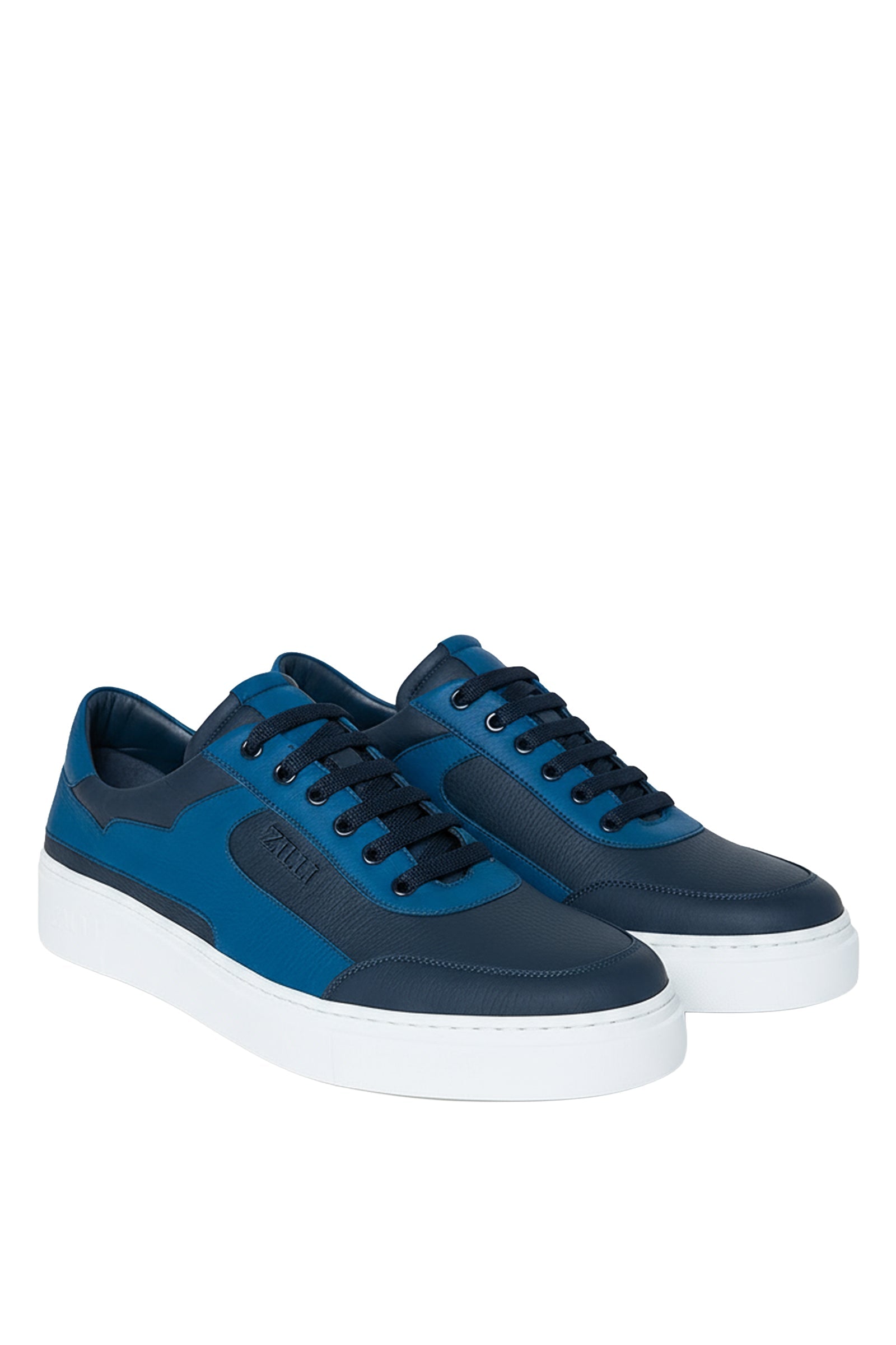 Sneakers basses en cuir grainé - Blue Jeans