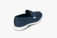 Mocassins à bande texturée en cuir exotique - Bleu & Blanc