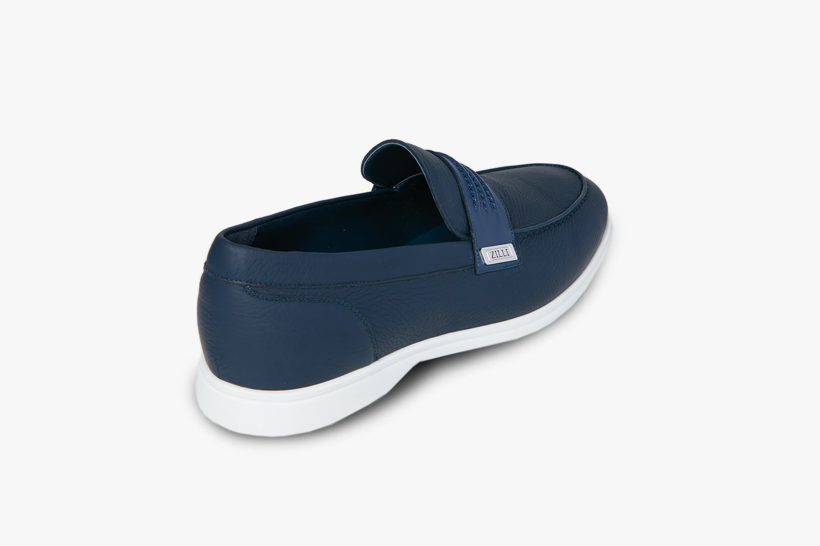 Mocassins à bande texturée en cuir exotique - Bleu & Blanc