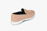 Mocassins grainées en cuir exotique - Beige & Blanc