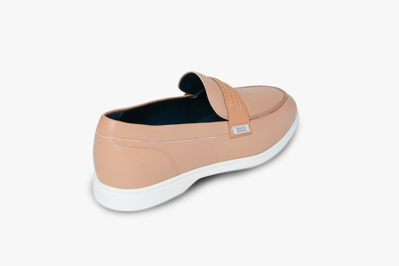 Mocassins grainées en cuir exotique - Beige & Blanc