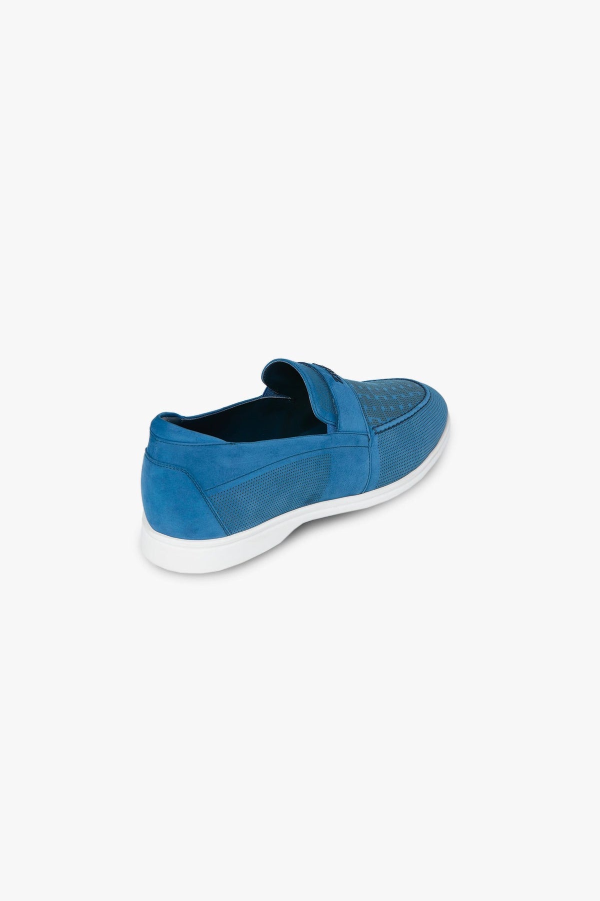 Mocassins à motif ajouré en daim - Bleu & Blanc
