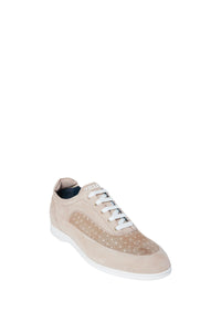 Baskets basses à motif ajouré en daim - Beige & Blanc