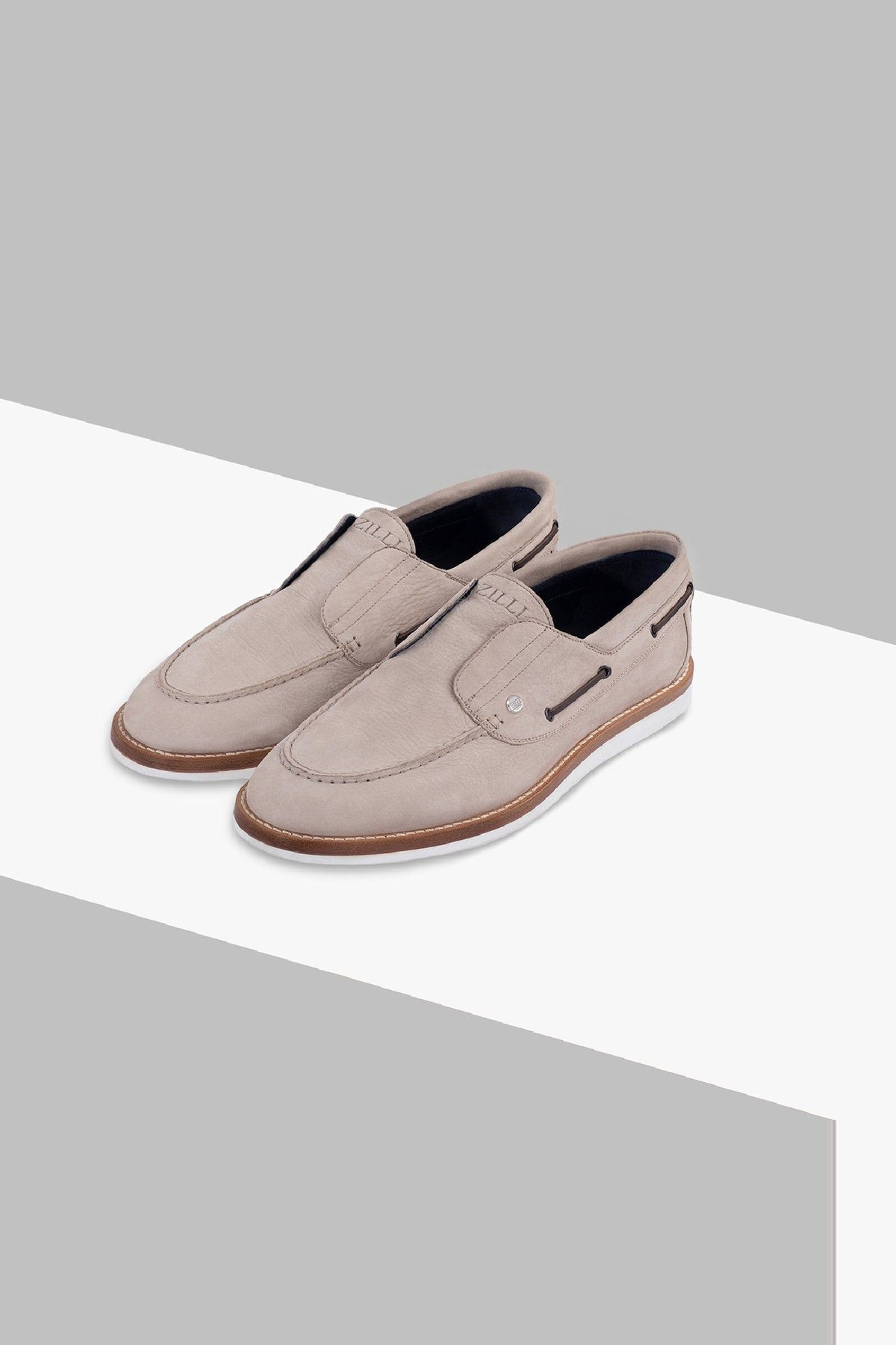Mocassins à laçage décoratif en daim - Beige