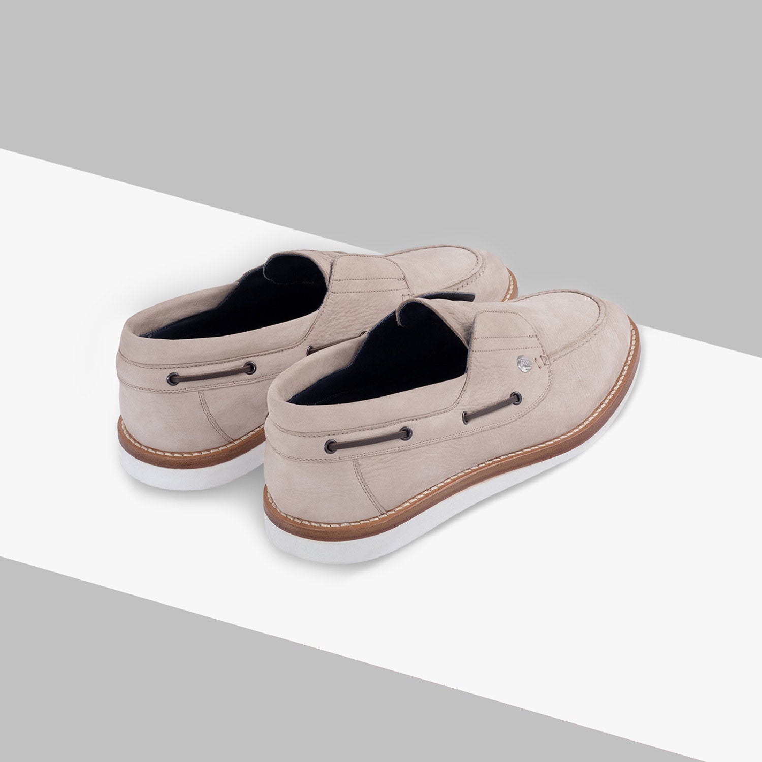 Mocassins à laçage décoratif en daim - Beige