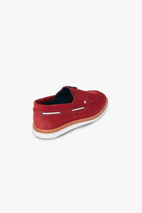 Mocassins bateau à laçage en daim - Rouge