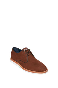 Derbies à surpiqûres en daim - Marron & Blanc