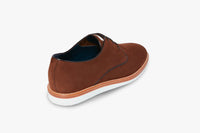 Derbies à surpiqûres en daim - Marron & Blanc