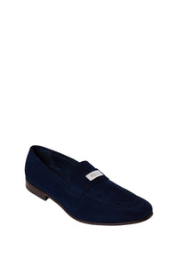 Suede loafers with metal plate - Blue