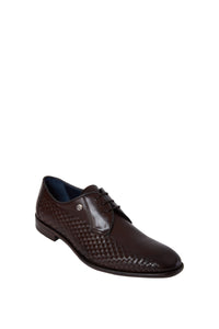 Derbies à motif tressé en cuir - Marron & Bleu