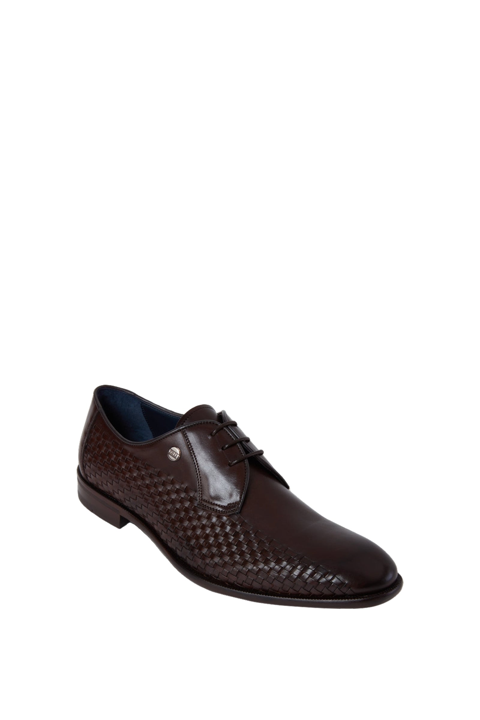 Derbies à motif tressé en cuir - Marron & Bleu