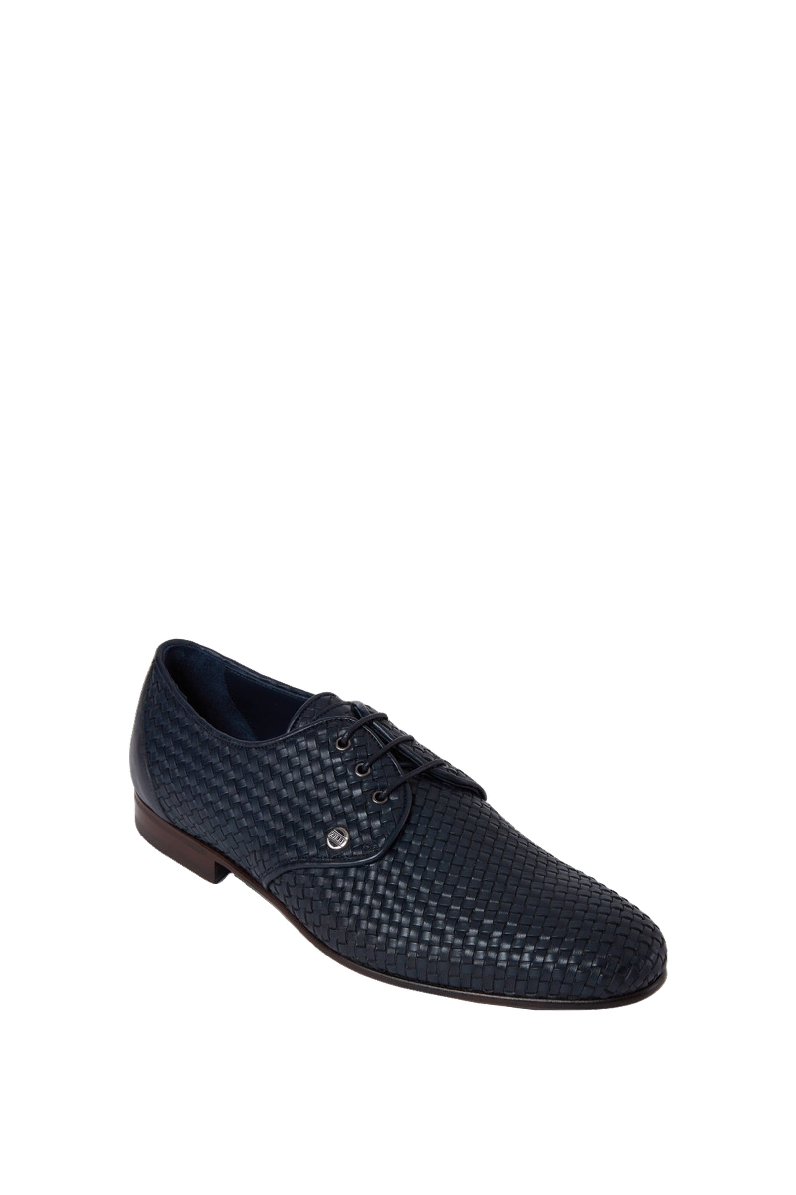 Derbies à motif tressé en cuir - Bleu & Marron