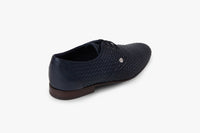 Derbies à motif tressé en cuir - Bleu & Marron