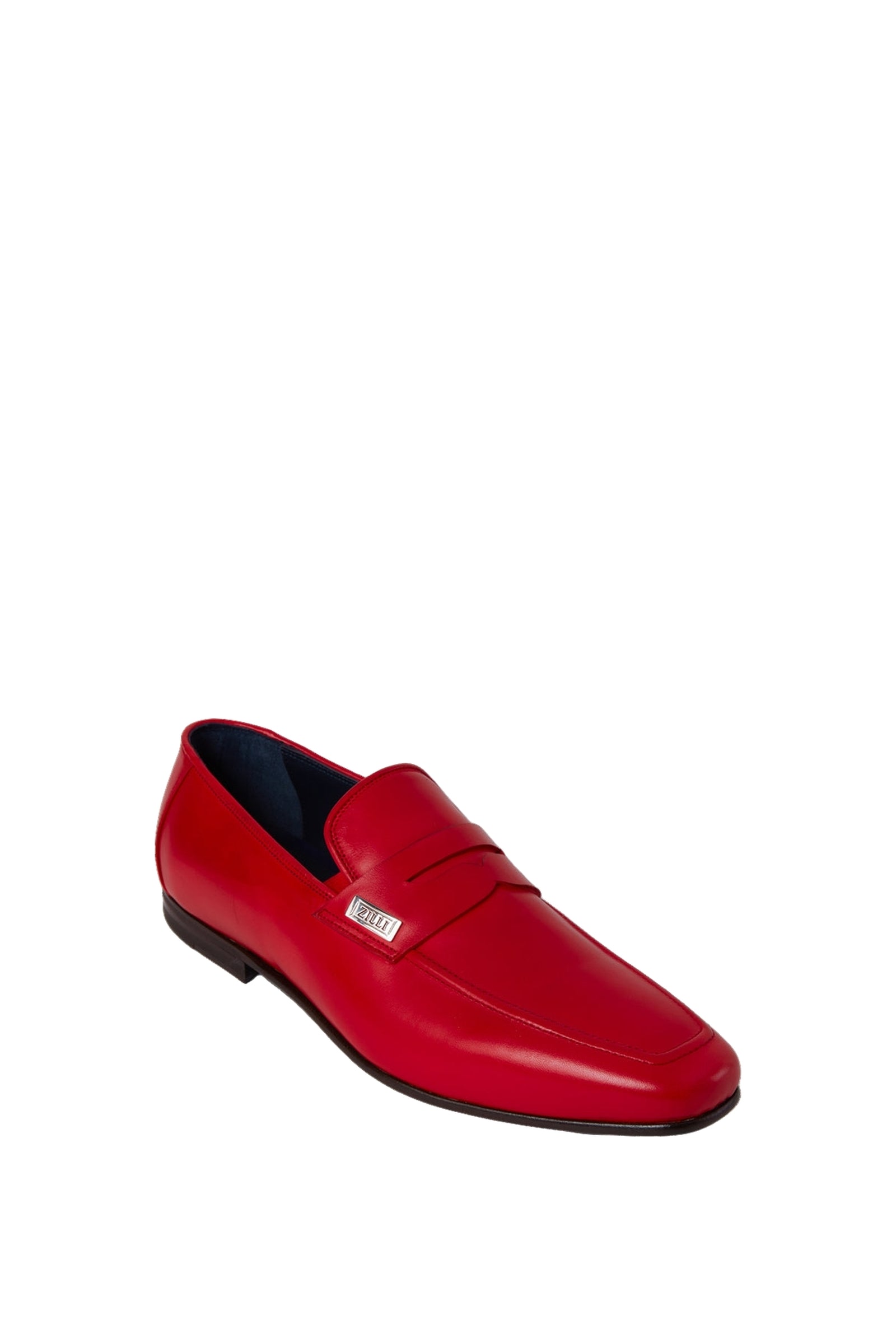 Leather loafers with metallic plaque - Red & Blue