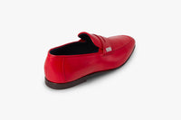 Leather loafers with metallic plaque - Red & Blue