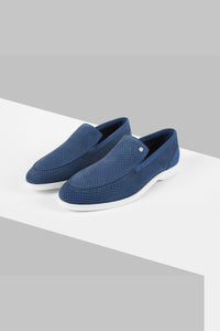 Mocassins à motif ajouré en cuir - Bleu