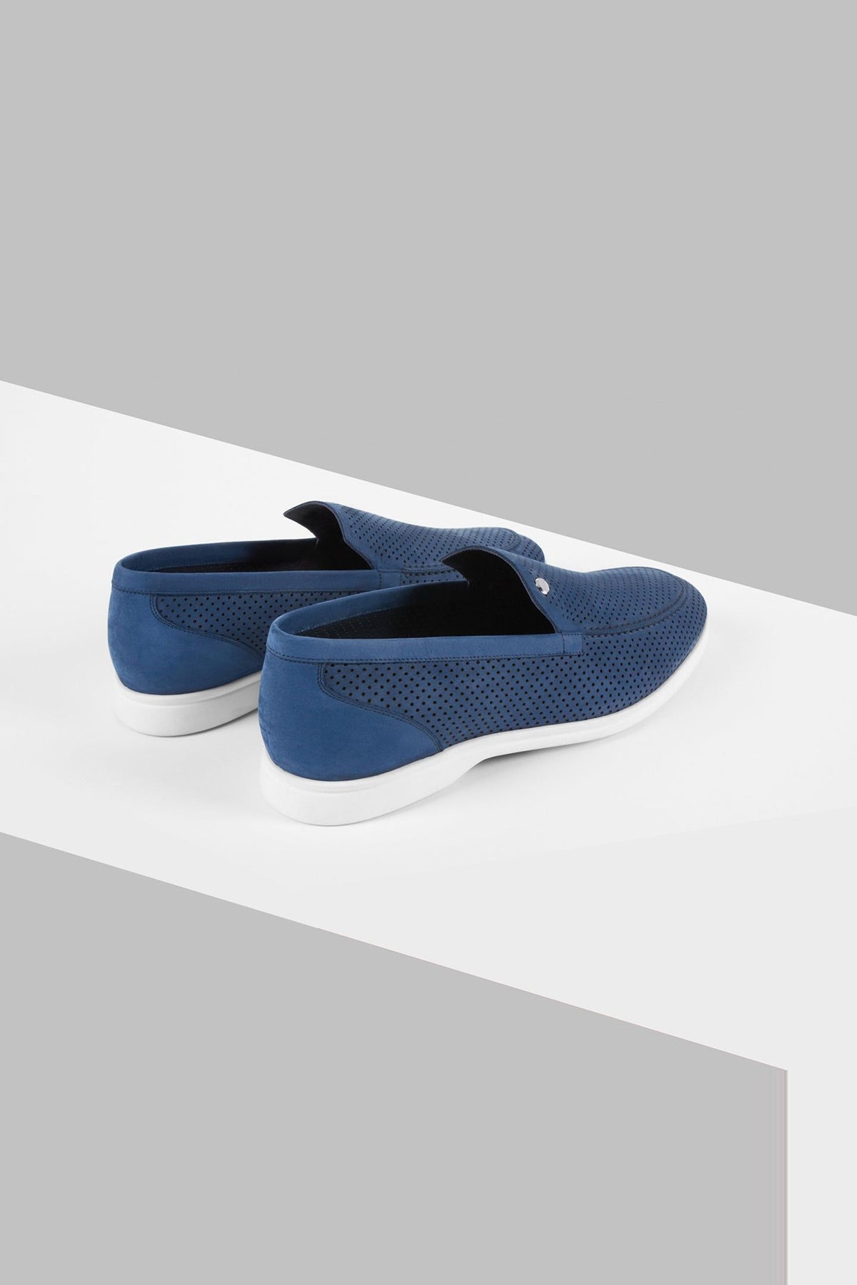 Mocassins à motif ajouré en cuir - Bleu