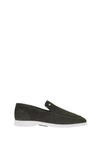 Mocassins perforés en daim - Vert & Blanc