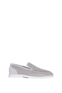 Mocassins à motif ajouré en daim - Gris & Blanc