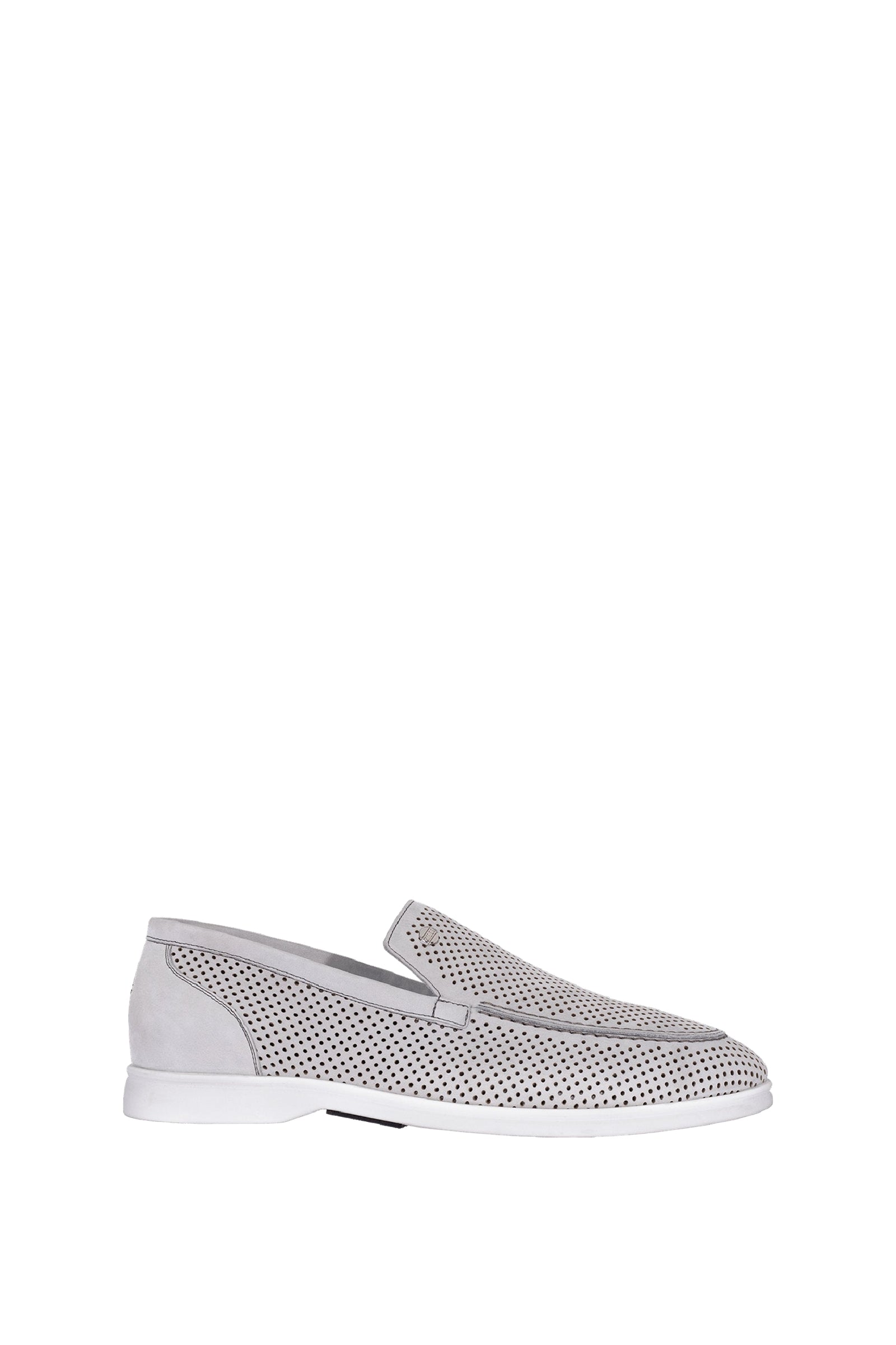 Mocassins à motif ajouré en daim - Gris & Blanc