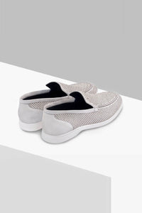 Mocassins à motif ajouré en daim - Gris & Blanc