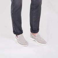 Mocassins à motif ajouré en daim - Gris & Blanc
