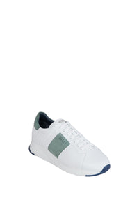 Baskets basses à empiècements en cuir - Blanc & Vert