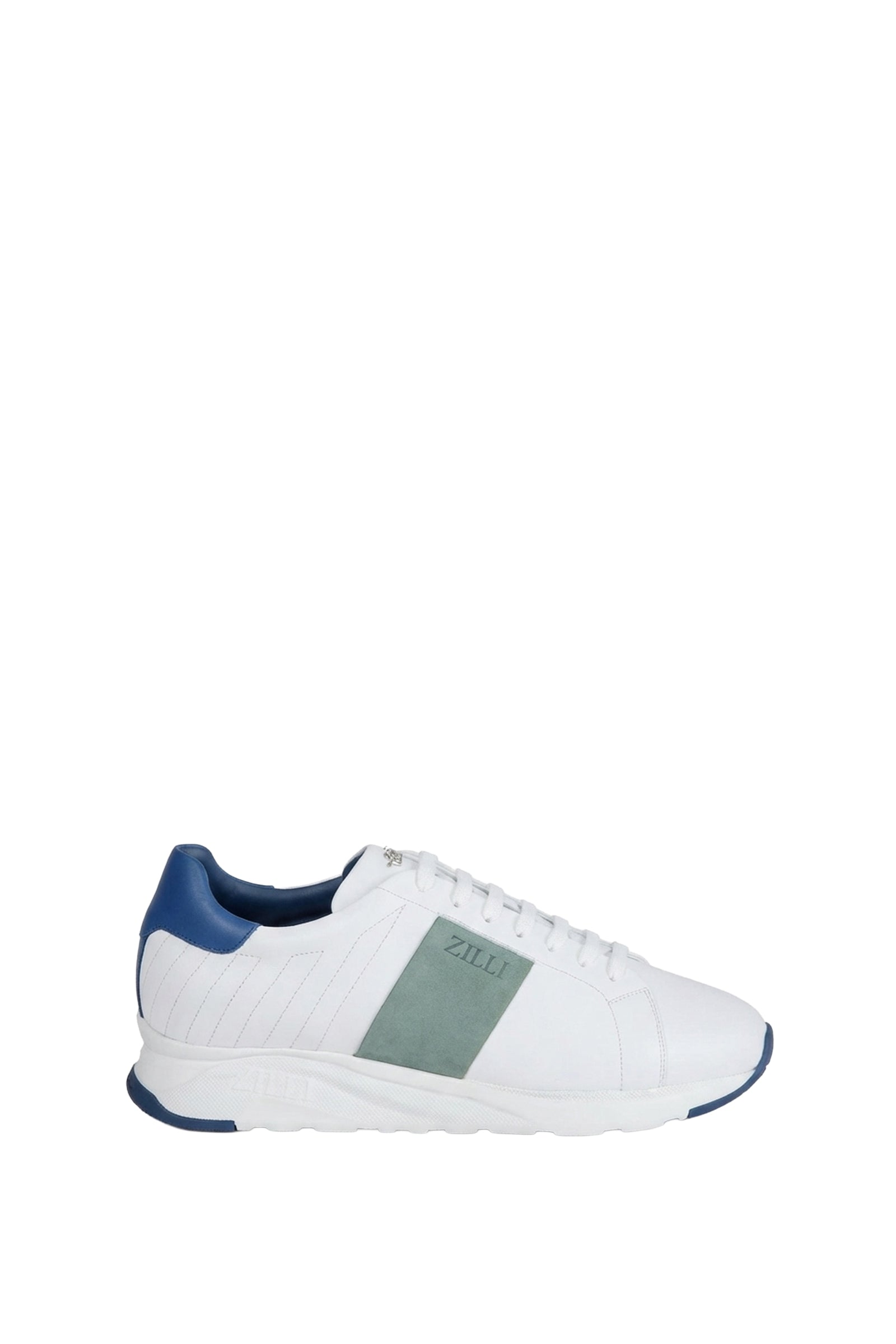 Baskets basses à empiècements en cuir - Blanc & Vert