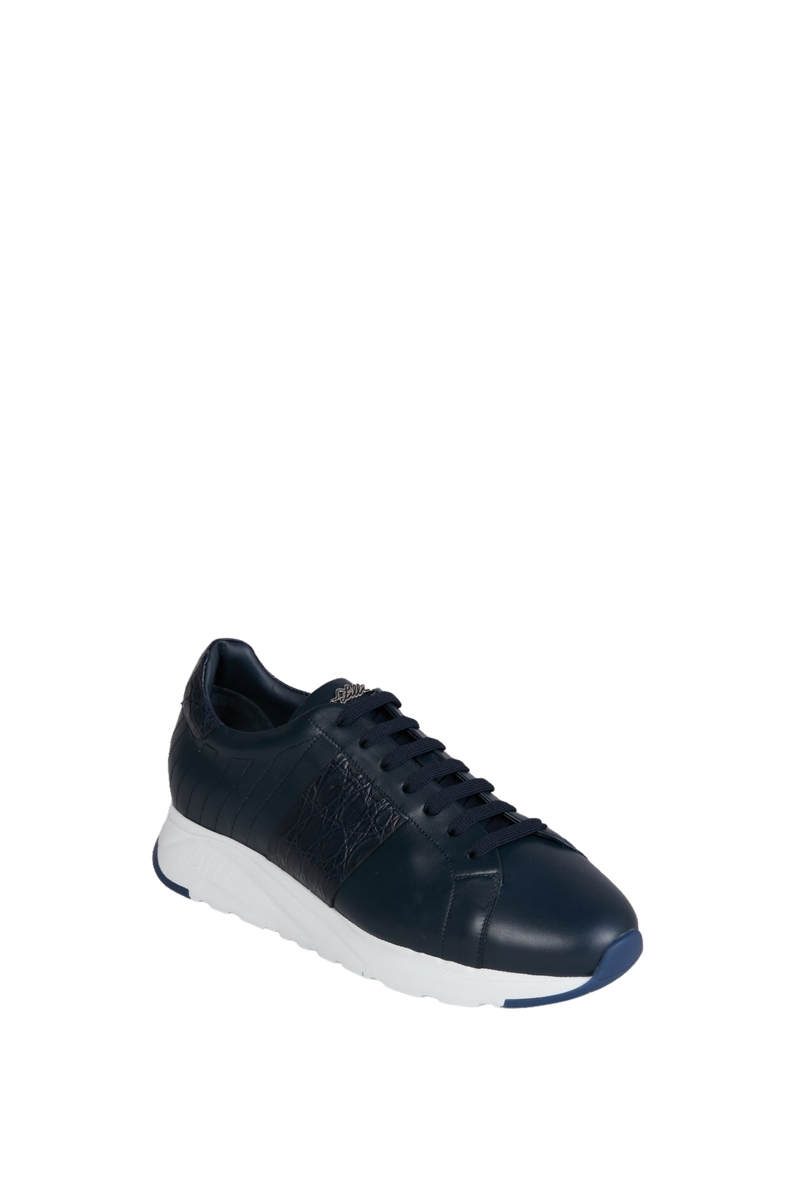 Low leather trainers - Blue & White