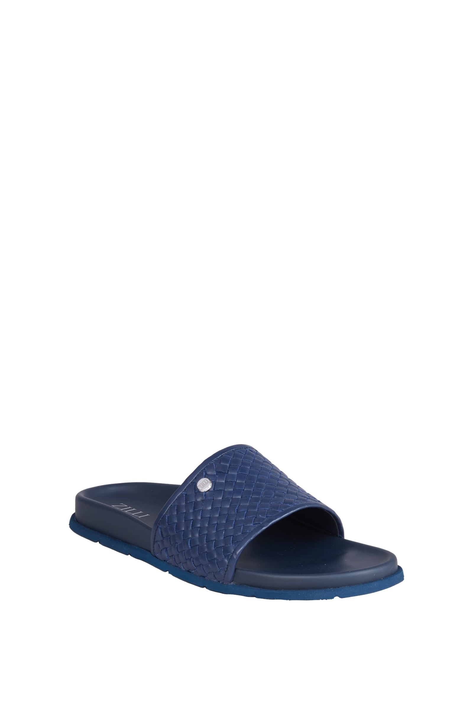 Mules à motif tressé en cuir - Bleu