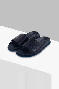 Mules plates en cuir - Bleu