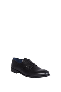 Derbies à empiècements grainés en cuir - Noir & Bleu