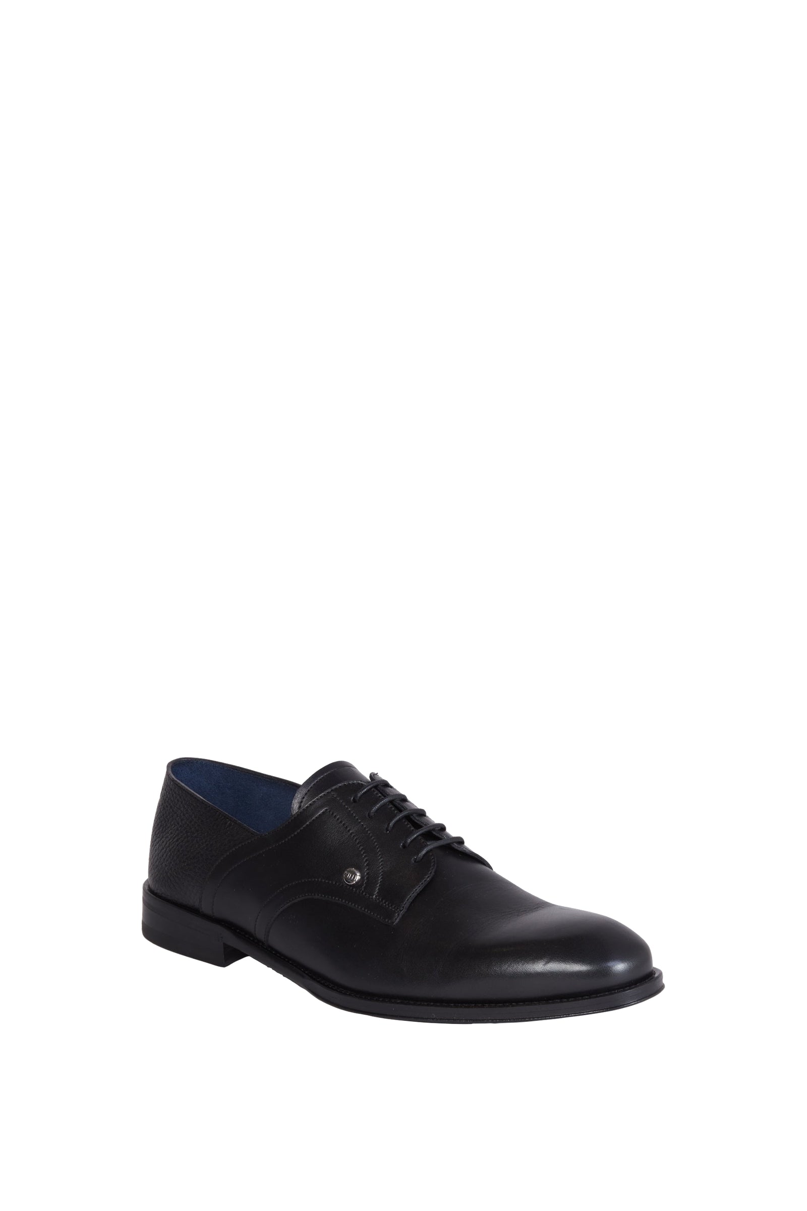 Derbies à empiècements grainés en cuir - Noir & Bleu