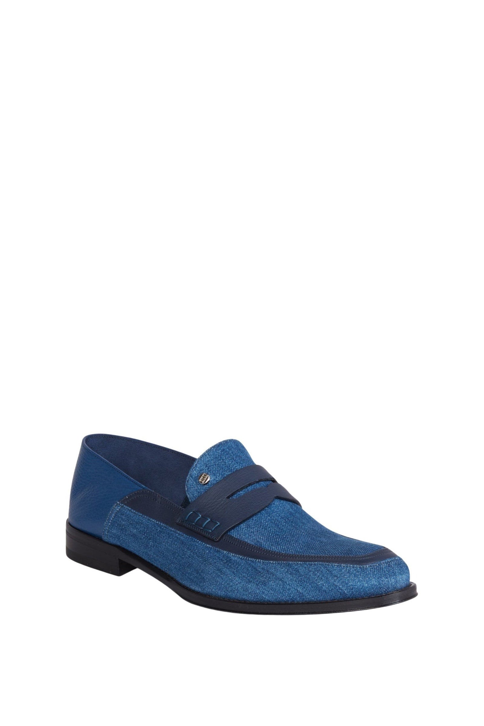 Mocassins à bride penny en daim - Blue Dark Navy