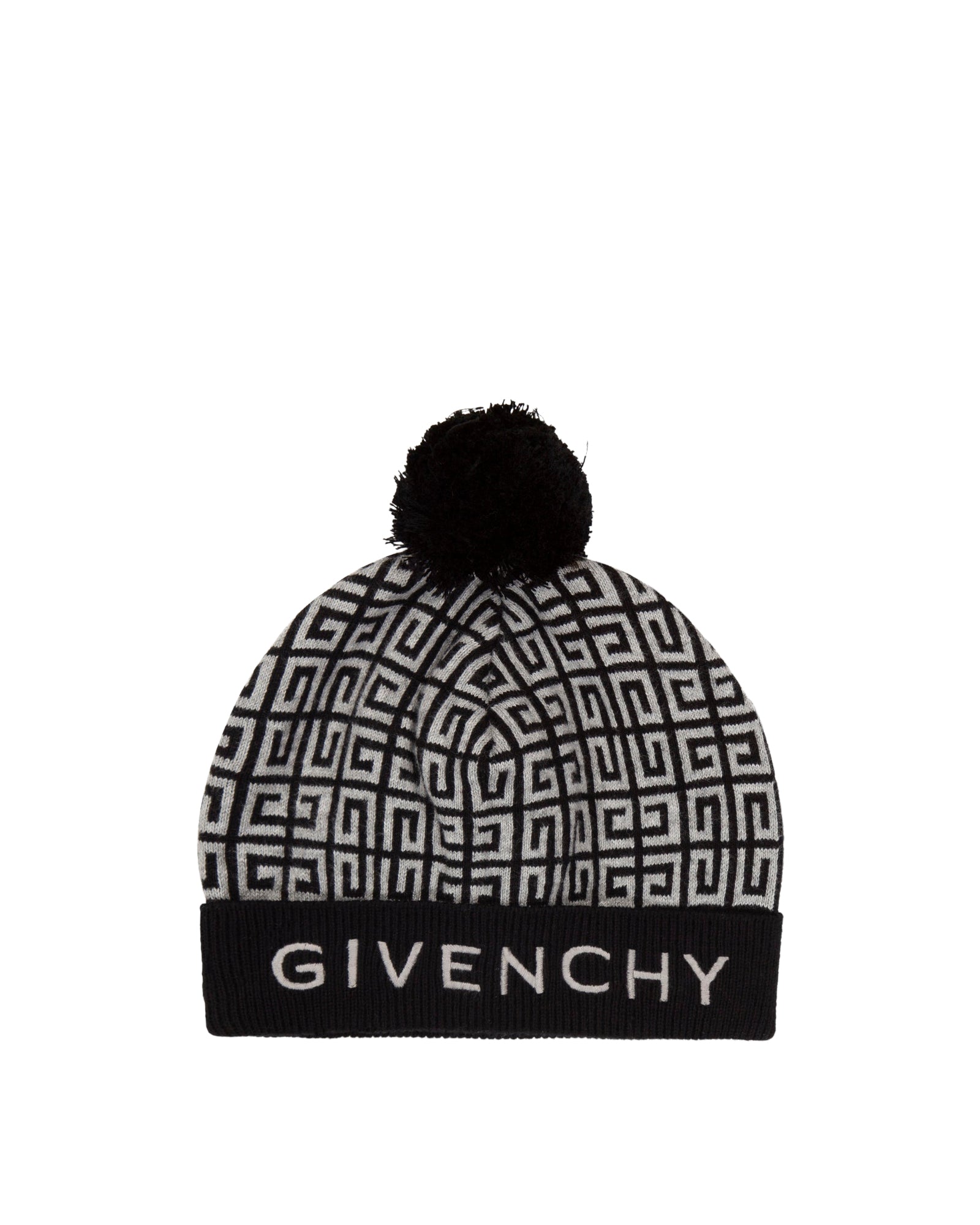 Bonnet à motif jacquard 4G en laine et cachemire - Noir Gris