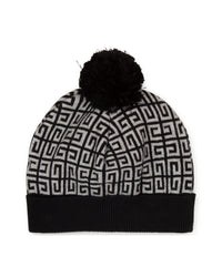 Bonnet à motif jacquard 4G en laine et cachemire - Noir Gris